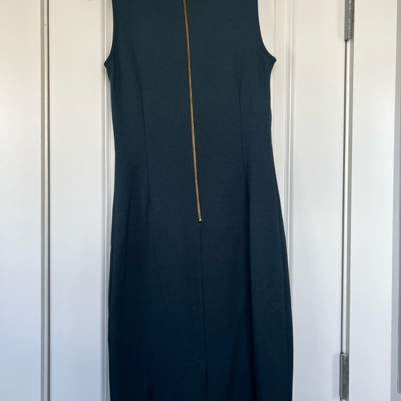 Blue/Green Cocktail Dress with Leather Detail - Picture 2 of 3